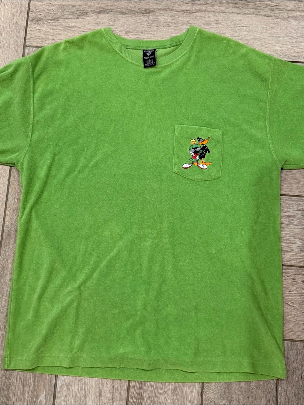 Warner Bros. Bright Green Short Sleeve Tee with Pocket Character Patch
